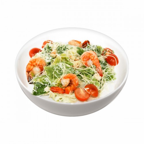 Салат цезарь с тигровой креветкой